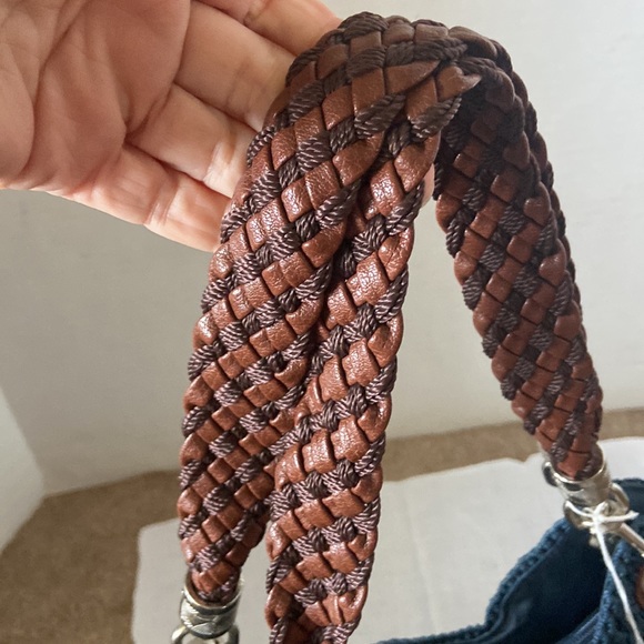 The Sak Indio navy blue crochet woven boho hobo bag excellent clean - Picture 8 of 12